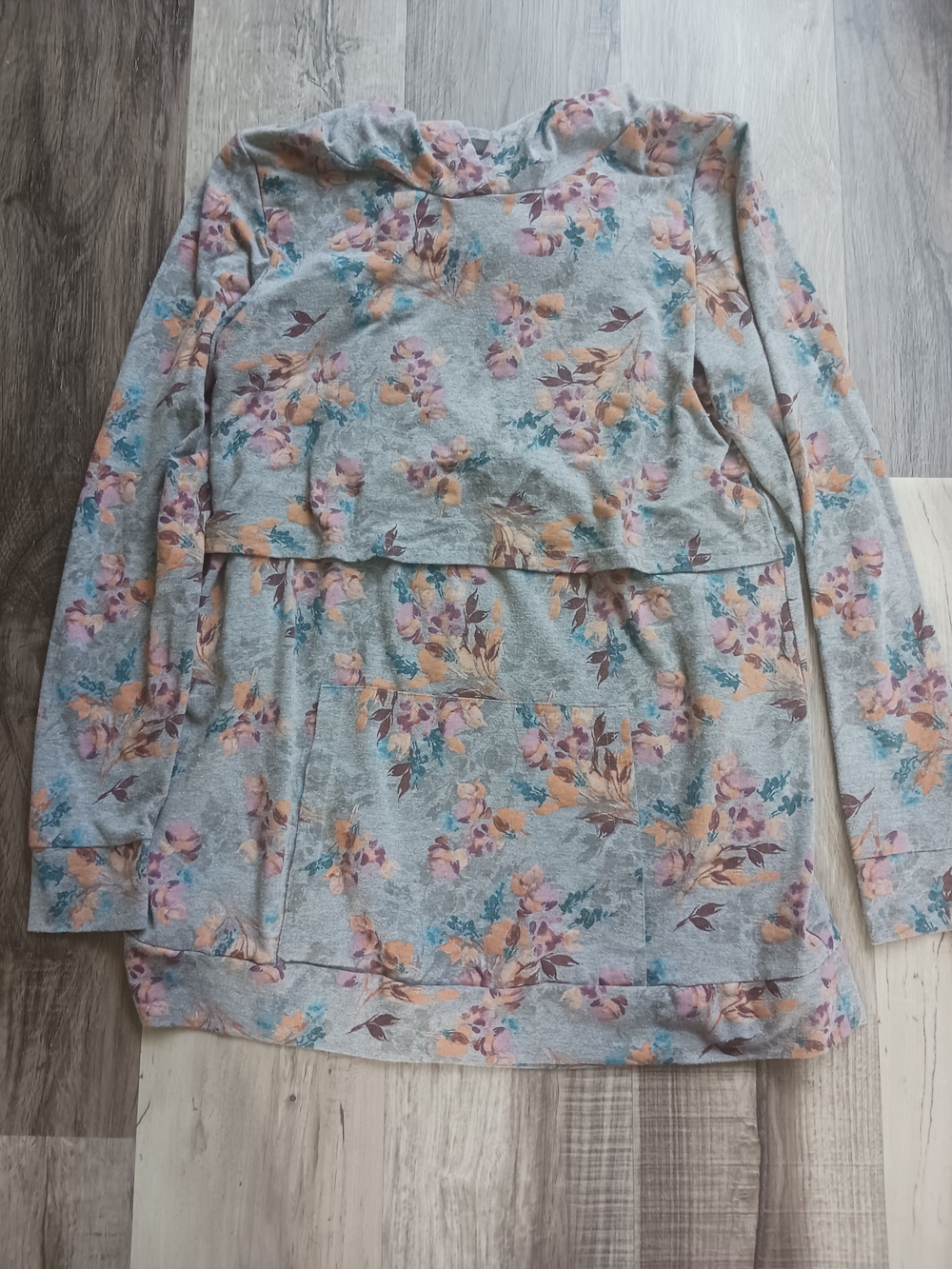 Latched Mama Light Grey Floral Nursing Hoodie